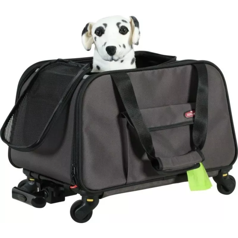 Transportadora com rodas ZOLUX NOMAD para cães e gatos 47x32x27 cm preta