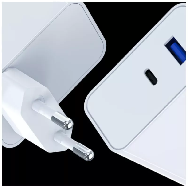 Carregador 3MK FlowPower 45W PD 3.0 QC4+ GaN branco