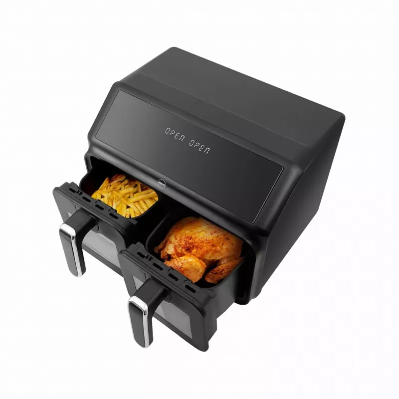 Fritadeira de ar quente dupla ELDOM FR210 DualCrisp, 2200 W, capacidade 8 L, ecrã LED, preta