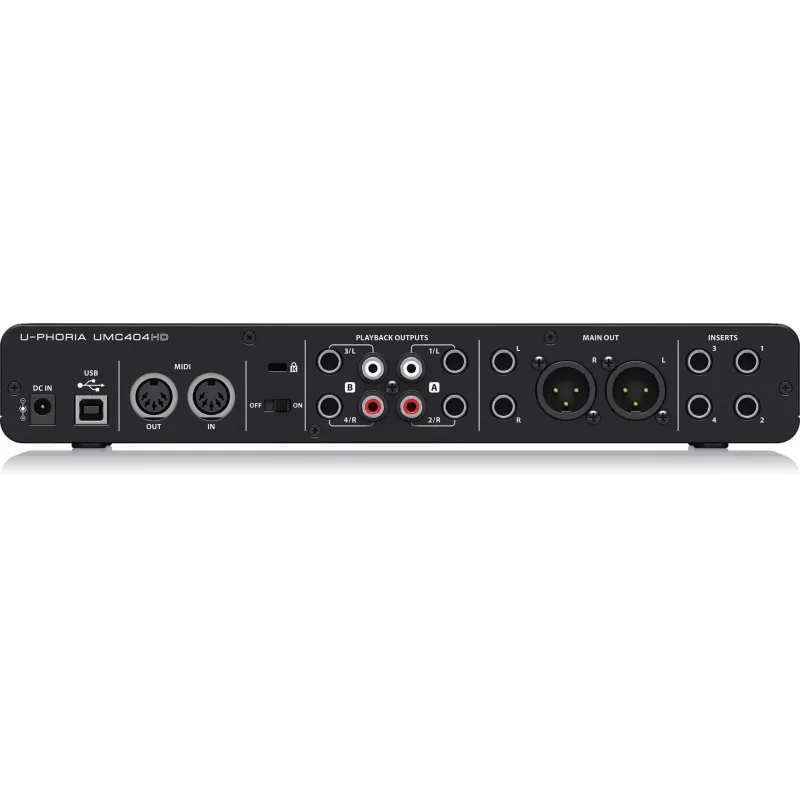Behringer UMC404HD Interface de áudio USB 4x4 24-bit/192 kHz com pré-amplificadores MIDAS
