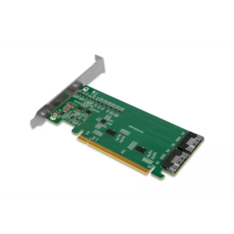 ICY DOCK EXLink MB308A Placa adaptadora PCIe 4.0 x16 NVMe com 2 x conectores SlimSAS 8i (SFF-8654) e Redriver