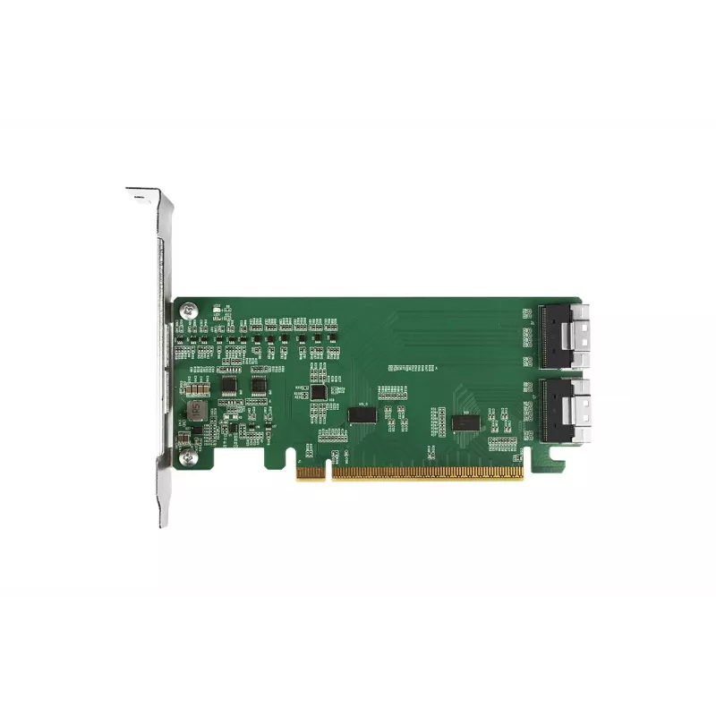 ICY DOCK EXLink MB308A Placa adaptadora PCIe 4.0 x16 NVMe com 2 x conectores SlimSAS 8i (SFF-8654) e Redriver