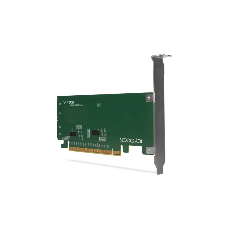ICY DOCK EXLink MB308A Placa adaptadora PCIe 4.0 x16 NVMe com 2 x conectores SlimSAS 8i (SFF-8654) e Redriver