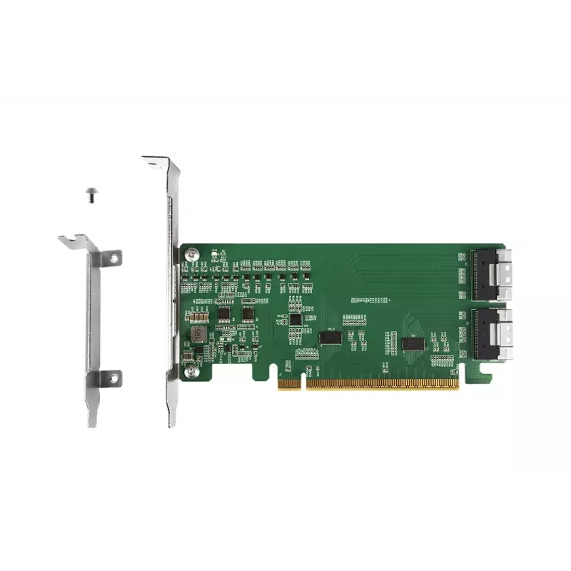 ICY DOCK EXLink MB308A Placa adaptadora PCIe 4.0 x16 NVMe com 2 x conectores SlimSAS 8i (SFF-8654) e Redriver