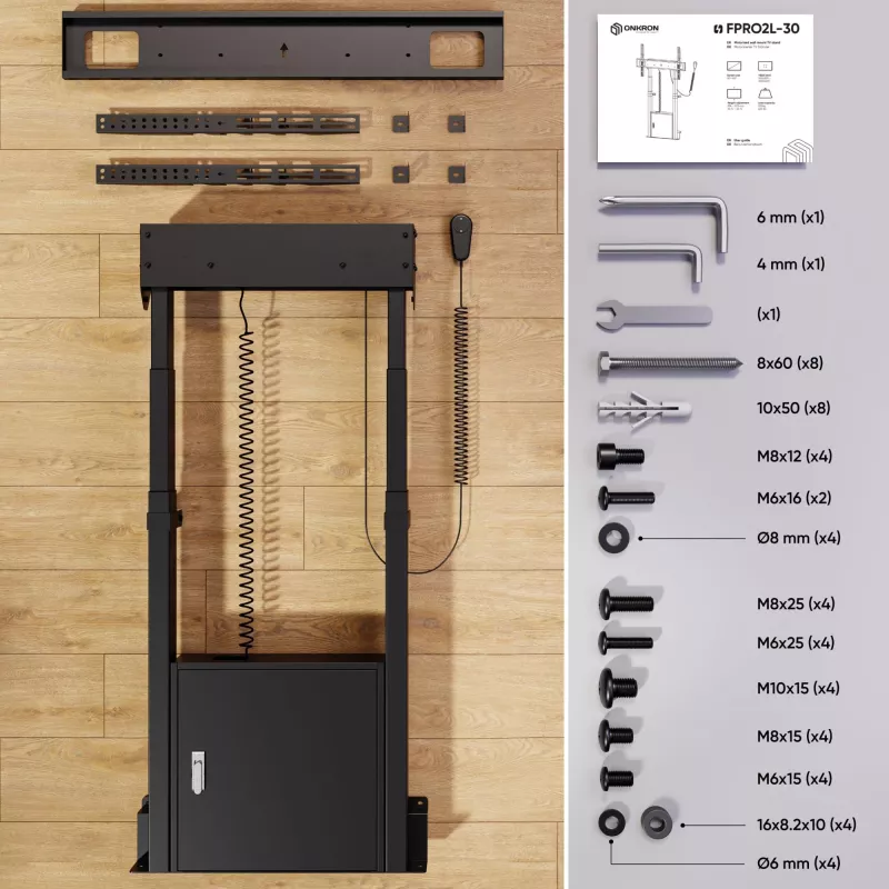 ONKRON FPRO2L-30-B Suporte de chão móvel para televisor 55-100 polegadas, preto
