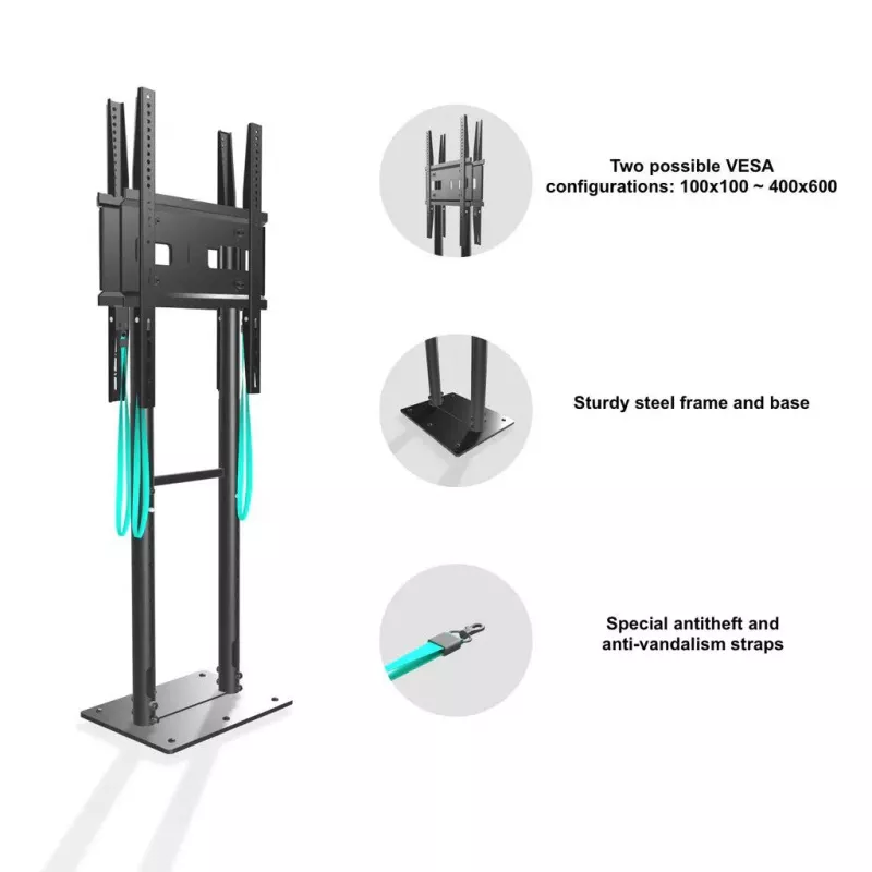 ONKRON FPRO2L-20-B Carrinho de TV móvel para televisor 55-100 polegadas, preto