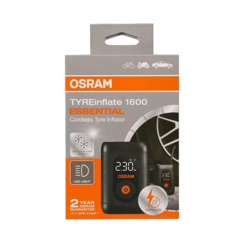 OSRAM TyreInflate 1600 Essential insuflador de pneus sem fios recarregável, 7,0 bar (OTIR1600ESN)
