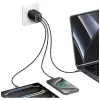 USAMS Série JC CC266 Carregador rápido GaN 65W com cabo USB-C integrado, preto