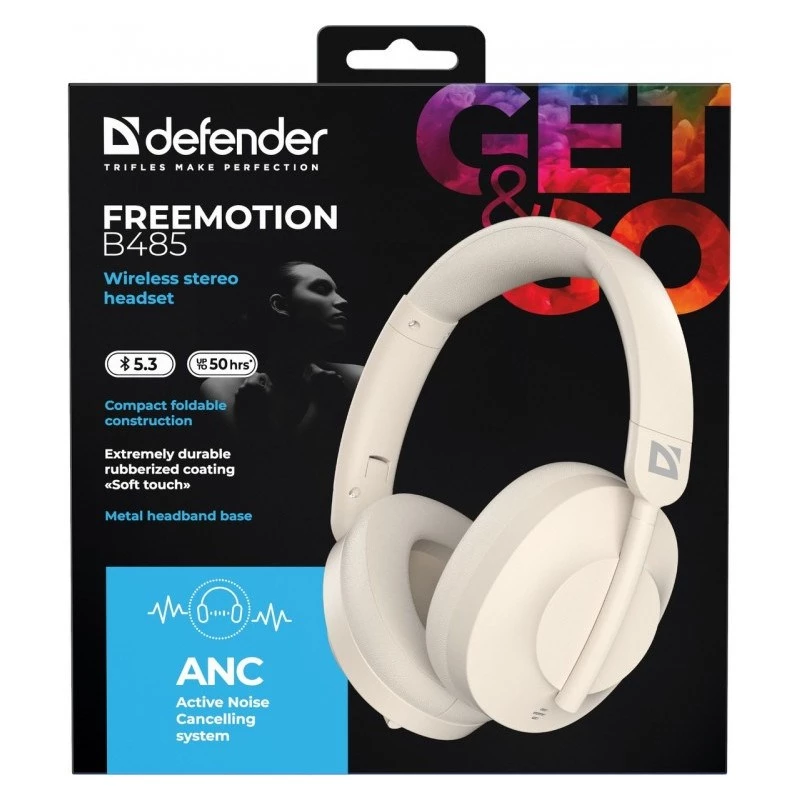 Defender Auscultadores Bluetooth Freemotion B485 ANC bege