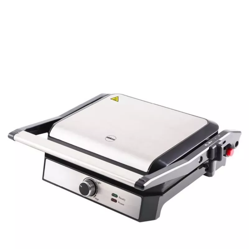 ELDOM GK200 GRILO Grelhador de contacto 2000W com termostato regulável, placas antiaderentes, preto/prateado
