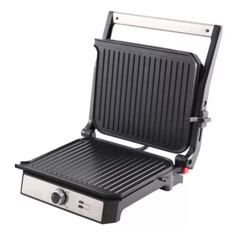 ELDOM GK200 GRILO Grelhador de contacto 2000W com termostato regulável, placas antiaderentes, preto/prateado
