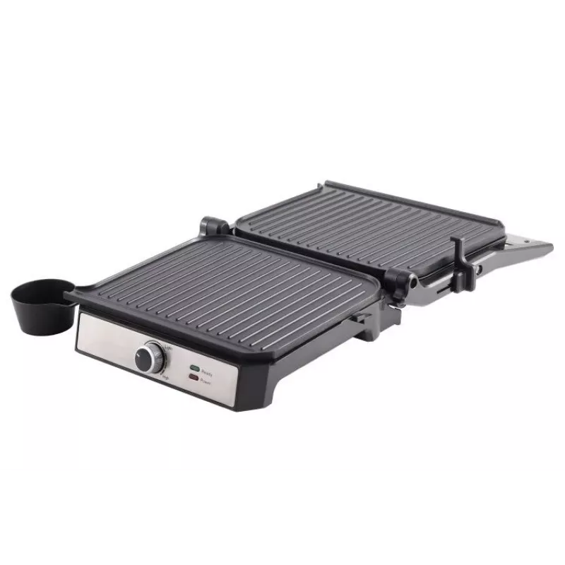 ELDOM GK200 GRILO Grelhador de contacto 2000W com termostato regulável, placas antiaderentes, preto/prateado
