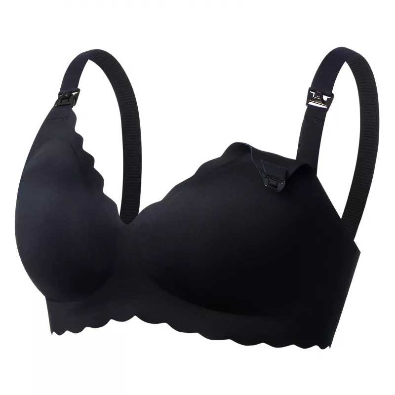 MOMCOZY YN46 Sutiã de amamentação sem costuras com suporte floral preto 2XL