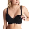 MOMCOZY YN46 Sutiã de amamentação sem costuras com suporte floral preto 3XL