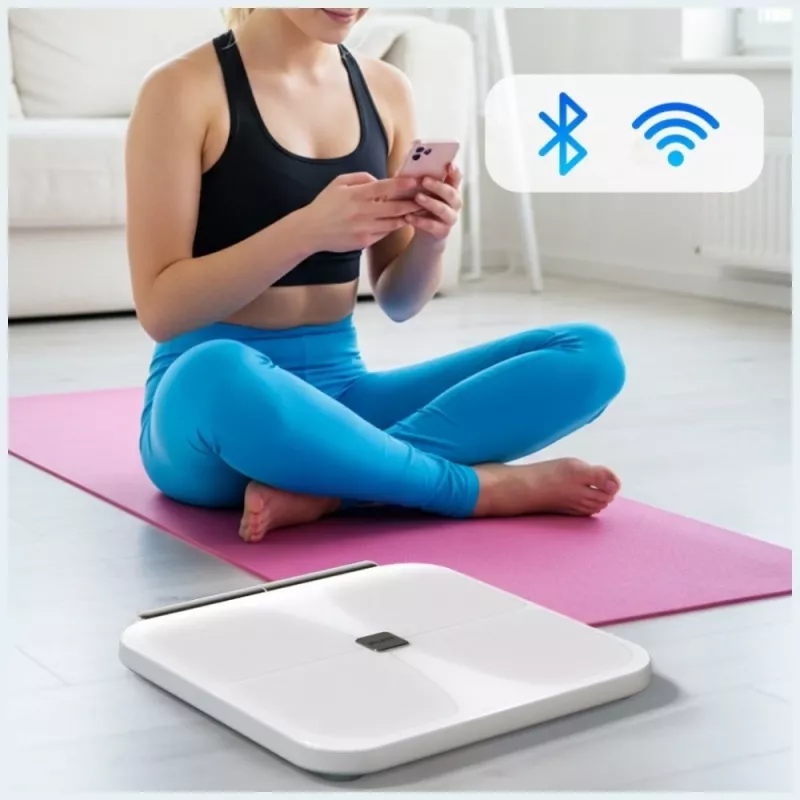 Balança corporal multifunções AWEI SS1 com Bluetooth 5.0, branco