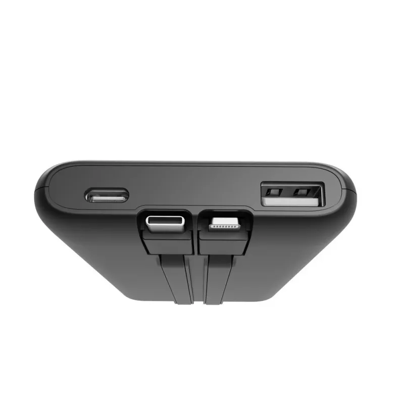 Powerbank Gembird PB10-PD20-LCD-01 com cabos integrados, carregamento rápido 20W, 10000 mAh, preto