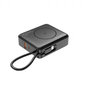 Powerbank de carregamento rápido Gembird PB10-WPC15-LCD-01 com carregador sem fios, 20 W, 10000 mAh, preto