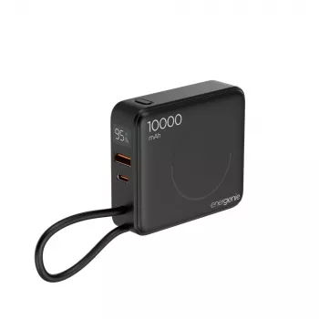 Powerbank de carregamento rápido Gembird PB10-WPC15-LCD-01 com carregador sem fios, 20 W, 10000 mAh, preto