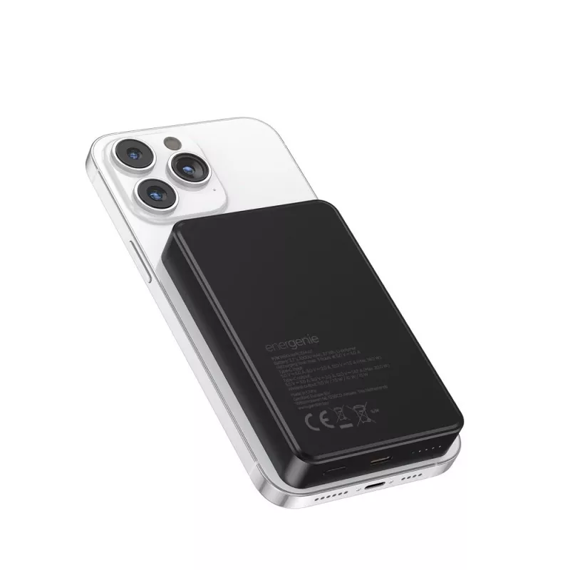 Powerbank magnética sem fios Gembird PB10-WPC15M-01 15W, 10000 mAh, preto
