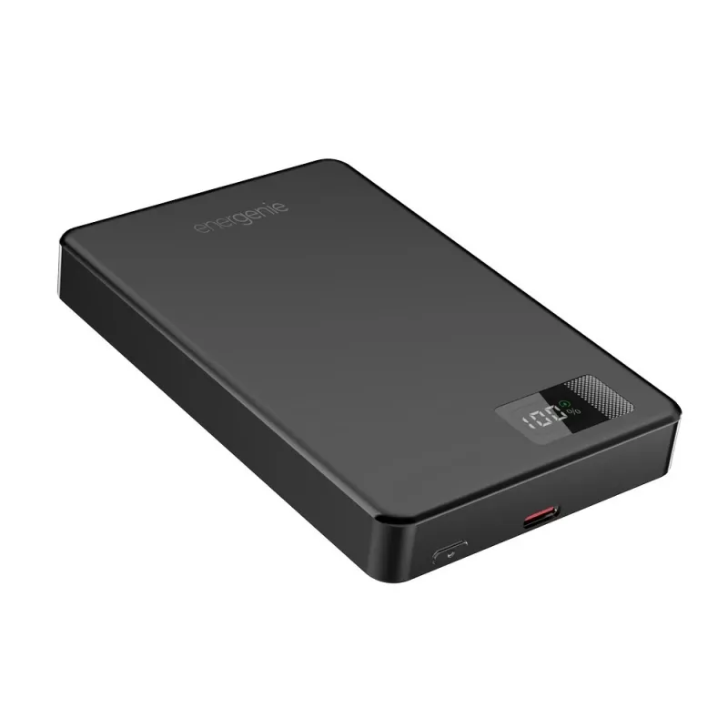 Powerbank magnética sem fios Gembird PB10-WPC15M-LCD-01 com LCD, 15W, 10000 mAh, preto