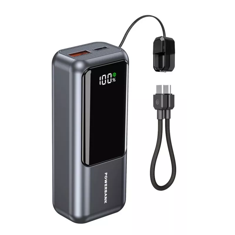 Powerbank compacta de carregamento rápido Gembird PB10-PD20-LCD-02 com ecrã LCD, 20W, 10000 mAh, Space Grey
