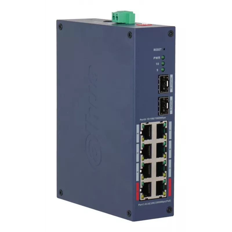 DAHUA CHS4210-8GT-110 switch gerido L2, 8 portas Gigabit PoE+, orçamento PoE 110W