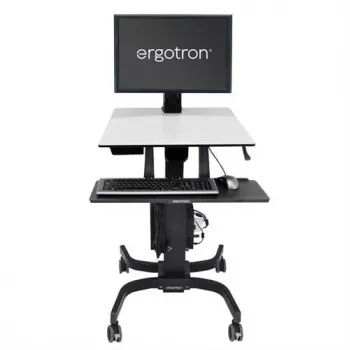 Ergotron WorkFit-C Single HD estação de trabalho sentado/em pé - carrinho móvel - preto, cinzento - 12,7 kg - 76,2 cm (30 polegadas) - VESA 75x75, 100x100, 200x100, 200x200 - 360°