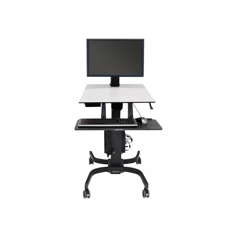 Ergotron WorkFit-C Single HD estação de trabalho sentado/em pé - carrinho móvel - preto, cinzento - 12,7 kg - 76,2 cm (30 polegadas) - VESA 75x75, 100x100, 200x100, 200x200 - 360°