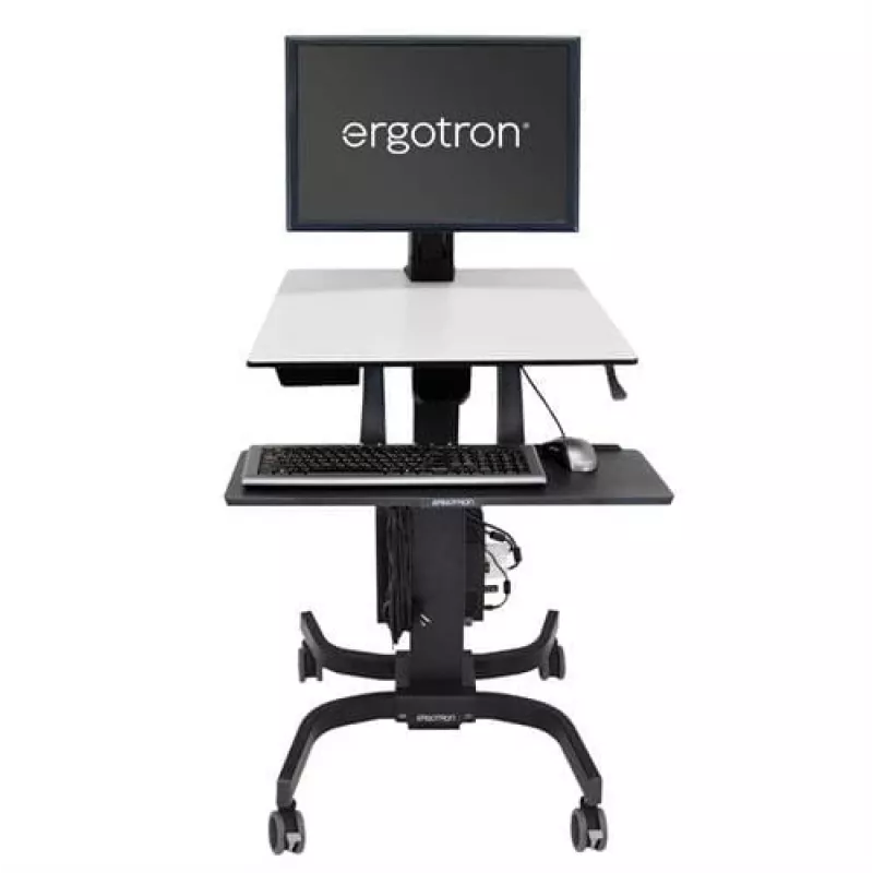 Ergotron WorkFit-C Single HD estação de trabalho sentado/em pé - carrinho móvel - preto, cinzento - 12,7 kg - 76,2 cm (30 polegadas) - VESA 75x75, 100x100, 200x100, 200x200 - 360°
