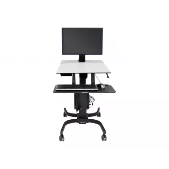 Ergotron WorkFit-C Single HD estação de trabalho sentado/em pé - carrinho móvel - preto, cinzento - 12,7 kg - 76,2 cm (30 polegadas) - VESA 75x75, 100x100, 200x100, 200x200 - 360°