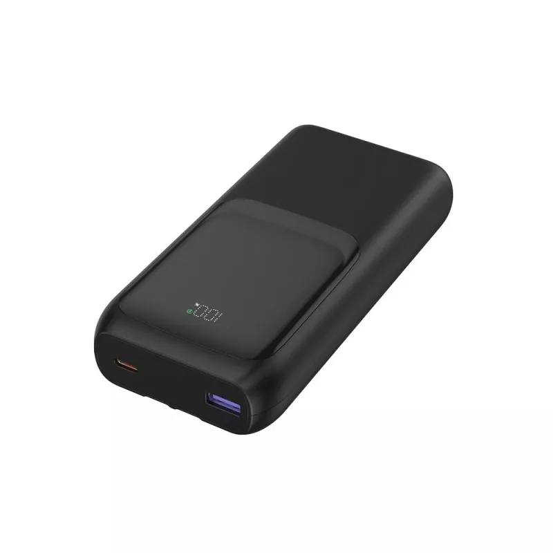 Gembird PB20-PD20-LCD-01 powerbank de carregamento rápido com cabos integrados, 20 W, 20000 mAh, preto