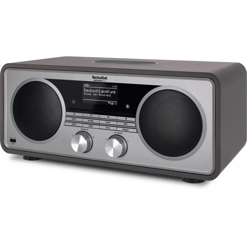 TechniSat DIGITRADIO 602 rádio DAB+/FM/Internet com Bluetooth, leitor de CD e carregador Qi - antracite/prateado