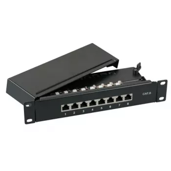 EFB Elektronik Mini Patch Panel STP Cat.6 8xRJ45 10 polegadas 1U preto RAL 9005