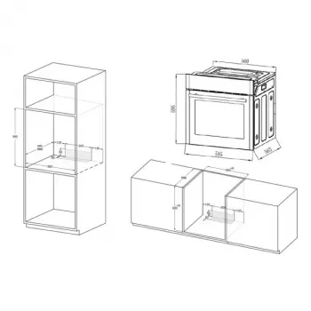 MPM-63-BO-30 forno elétrico de encastre preto, 67L, 9 funções, classe energética A