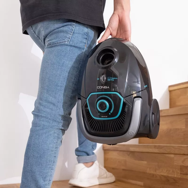 Cecotec Conga Powerbag 2500 Plus aspirador com saco, 850 W, capacidade de pó 2,5 L, preto