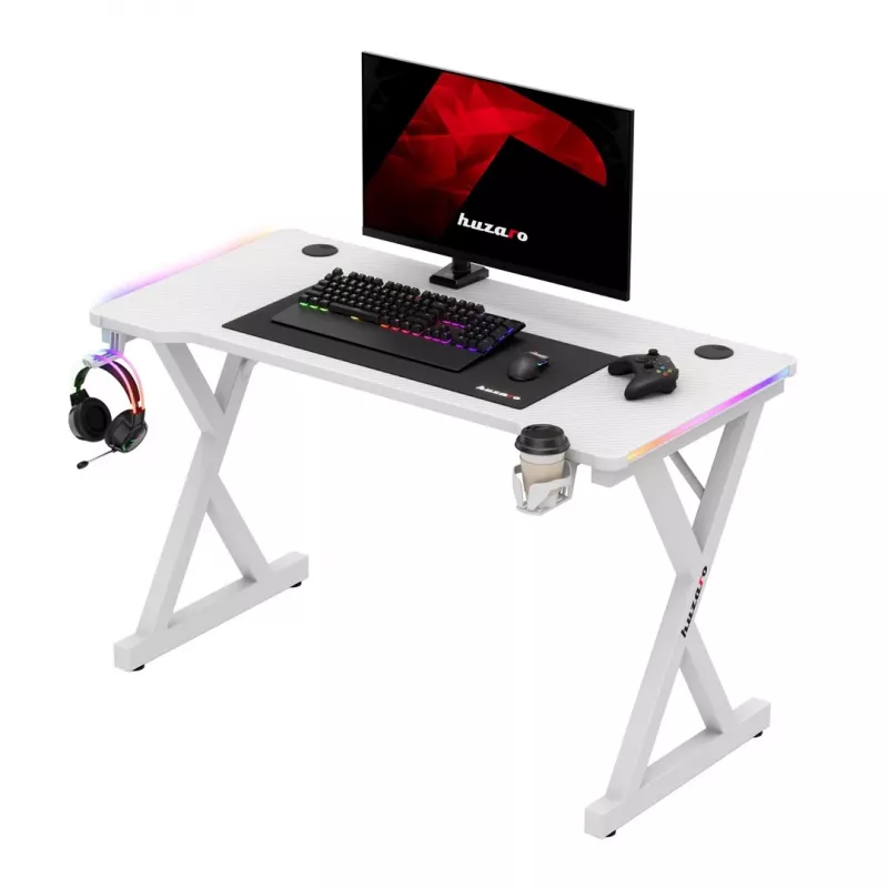 HUZARO HERO 2.3 RGB WHITE secretária gaming