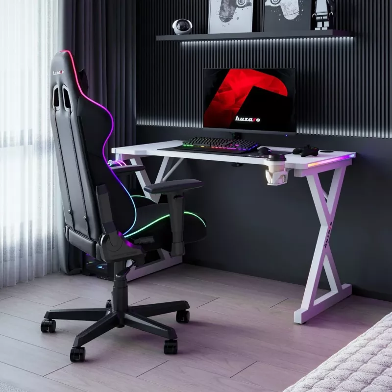 HUZARO HERO 2.3 RGB WHITE secretária gaming