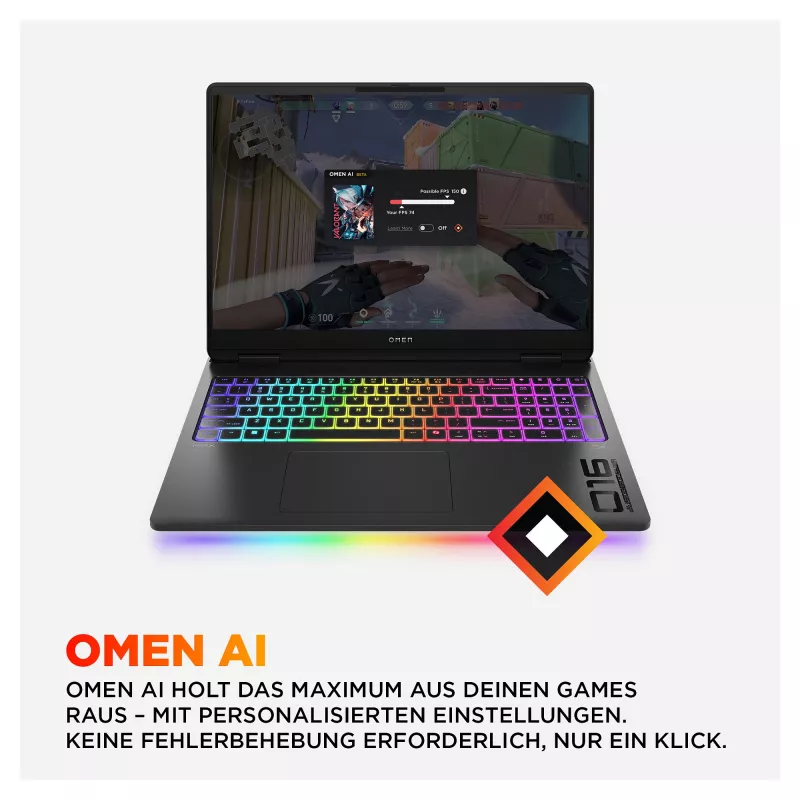 Portátil gaming HP OMEN MAX 16-ak0197ng – 16 polegadas QHD 240Hz, AMD Ryzen AI 9 HX 375, 32GB RAM, 1TB SSD, RTX 5080, Windows 11 Home