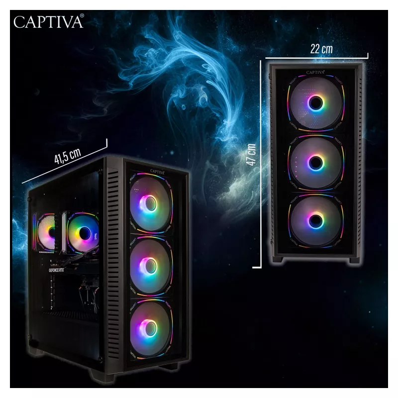 PC gaming highend Captiva I89-832 Intel Core Ultra 7 265KF, 32GB DDR5 RAM, 1TB M.2 SSD, Nvidia GeForce RTX 5070 (12GB GDDR7), Z890, Windows 11 Home