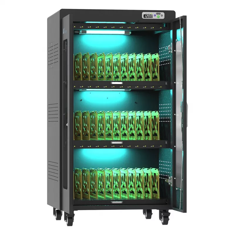 Carrinho de carregamento de portáteis GoodConnections ANTARES PRO N36C para até 15,6 polegadas USB-C 65W Port PD3.0 desinfeção UVC Preto