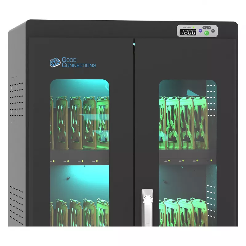 Carrinho de carregamento de portáteis GoodConnections ANTARES PRO N36C para até 15,6 polegadas USB-C 65W Port PD3.0 desinfeção UVC Preto