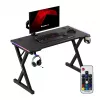 Secretária gaming HUZARO Hero 2.3 RGB - 1200x600mm, preto, Carbon Flex, RGB LED, altura fixa