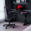 Secretária gaming HUZARO Hero 2.3 RGB - 1200x600mm, preto, Carbon Flex, RGB LED, altura fixa