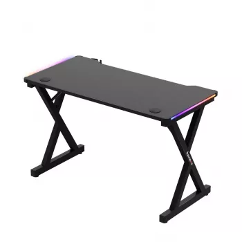 Secretária gaming HUZARO Hero 2.3 RGB - 1200x600mm, preto, Carbon Flex, RGB LED, altura fixa