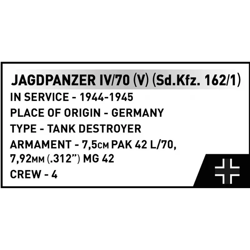 COBI KLOCKI Historical Collection Jagdpanzer IV/70 (V) (Sd.Kfz.162/1) conjunto de blocos 1024 peças