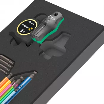 Conjunto de chaves em L Wera 9740 Hex-Plus métricas 9 peças com ponta esférica e codificação por cores