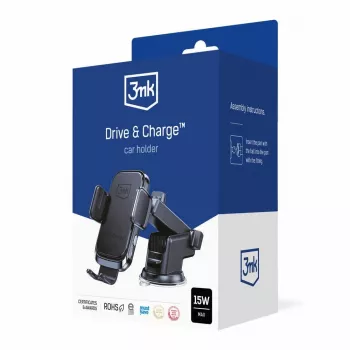 3mk Drive & Charge Suporte de Automóvel com Carregador Sem Fios