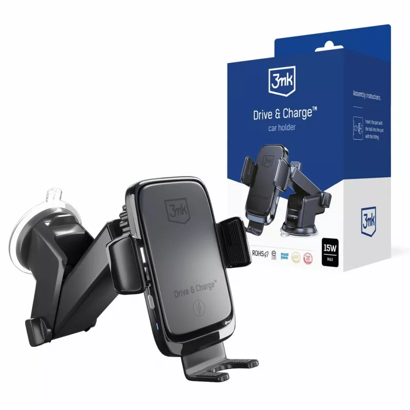 3mk Drive & Charge Suporte de Automóvel com Carregador Sem Fios