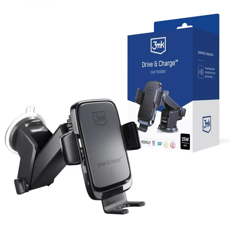 3mk Drive & Charge Suporte de Automóvel com Carregador Sem Fios