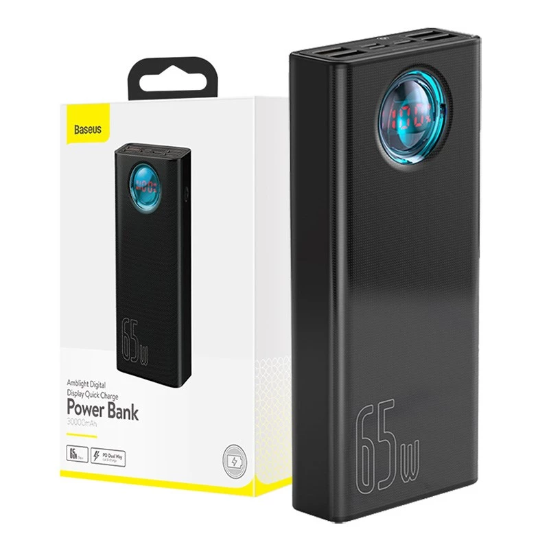 Baseus Amblight Powerbank 30000mAh, 4xUSB, USB-C, 65W, Preto